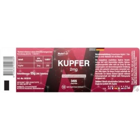 Cuivre 2 mg - 365 comprimés - Bisglycinate de cuivre - Dosage élevé - 100% végétalien - Production et tests en laboratoire en