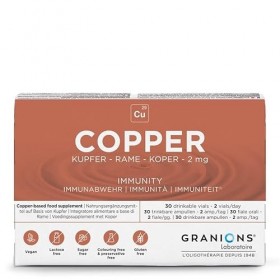 Granions® CUIVRE 2 mg - 30 ampoules : 15 jours - Immunité - Antioxydant - Maintien des articulations et tendons - 2 mg de Cui...