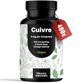 Cuivre Complément Alimentaire - 400 Comprimés - 2 mg par Comprimé, Vegan, Produit en Allemagne