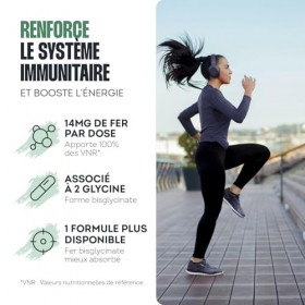 Impulse Nutrition - Fer Bisglycinate 14 mg Hautement Assimilable - Énergie, Immunité & Anti-Fatigue - Complément Alimentaire 