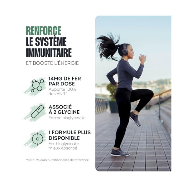 Impulse Nutrition - Fer Bisglycinate 14 mg Hautement Assimilable - Énergie, Immunité & Anti-Fatigue - Complément Alimentaire 