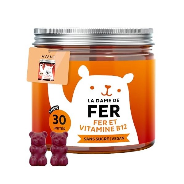 Bears with Benefits En cas de carence en fer : complexe vegan contenant du fer hautement dosé, des vitamines B12, B1, B6, C, ...