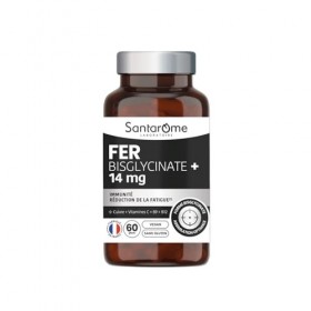 Santarome - Fer Bisglycinate 14 mg – Immunité & Réduction de la Fatigue – Avec Cuivre, Vitamines C, B9 & B12 – Haute Assimila