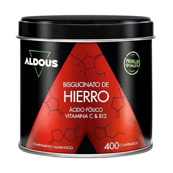 Fer Bisglycinate 14 mg + Vitamine C, B12 et Acide Folique - 400 Comprimés - Fer Complément Alimentaire avec Vitamine C - Anti