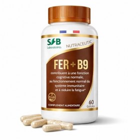 SFB Laboratoires - Fer Bisglycinate B9 + VItamine E – 14mg/Gélule - Haute Absorption - Réduit la fatigue, Boost Immunité, Mém