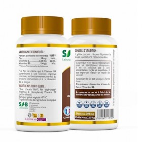 SFB Laboratoires - Fer Bisglycinate B9 + VItamine E – 14mg/Gélule - Haute Absorption - Réduit la fatigue, Boost Immunité, Mém