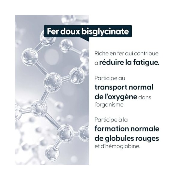 Fer bisglycinate breveté Ferrochel® 14 mg – Albion® TRAACS® – 90 gélules végétales HPMC – 70 mg de bisglycinate de fer pa Fer