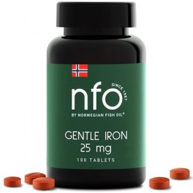 NFO GENTLE IRON [100 comprimés] Complexe de fer naturel norvégien à haute dose Avec la formule brevetée Ferrochel – la forme 
