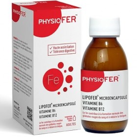 IMMUBIO Physiofer Suspension buvable - Complément Alimentaire à base de Fer et Vitamines B6 et B12-120ML
