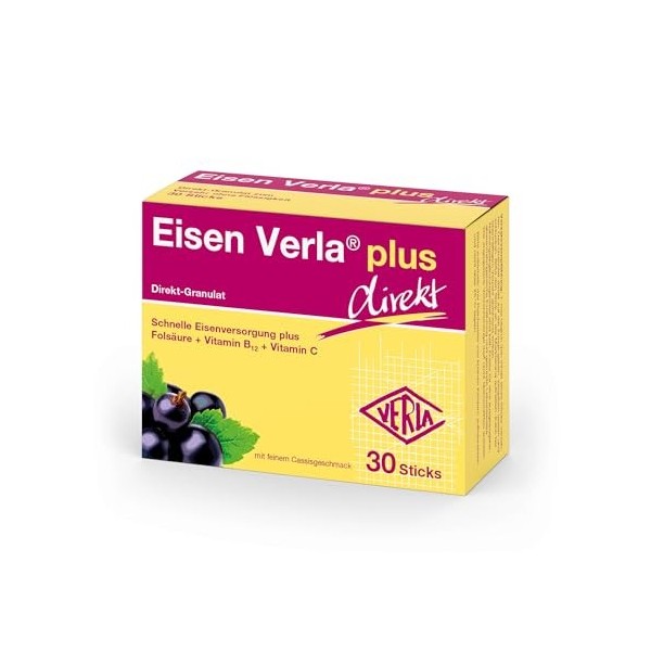 Eisen Verla plus Direkt-Granulat Sticks für gesunde Blutbildung, 30 pc Sachets
