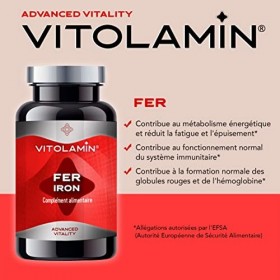 FER supplément | VITOLAMIN® 180 COMPRIMÉS VÉGÉTARIENS | Contribue au métabolisme énergétique et réduit la fatigue et lépuise