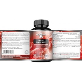 Iron Balance 120 gélules végétaliennes - Chélate de fer avec vitamine C et lactoferrine - 120 portions quotidiennes - Pour un