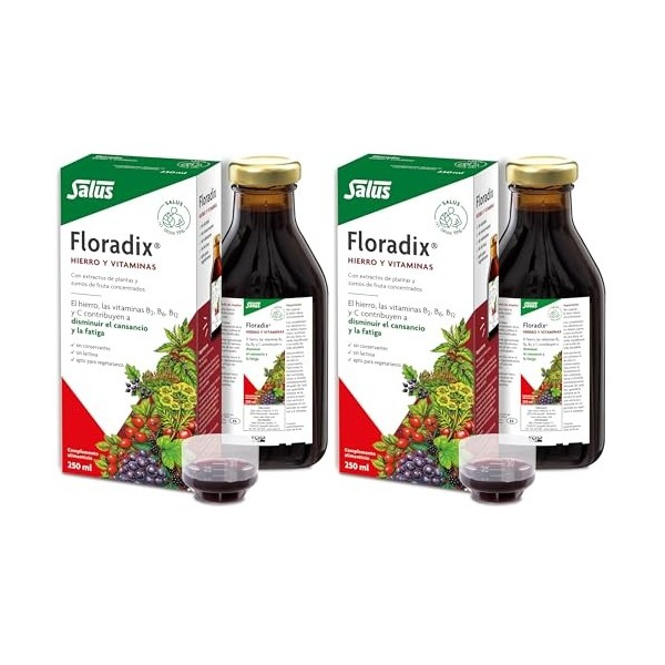 Salus Floradix® Fer + Plantes - Formule Liquide Anti-Fatigue Riche en Fer - Enrichi en Vitamine C pour une Bonne Absorption -