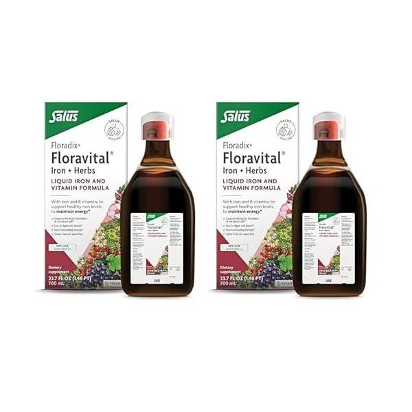 Salus Floravital® Fer + Plantes - Formule Liquide Anti-Fatigue Riche en Fer - Sans Levure ni Gluten - Enrichi en Vitamine C p