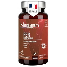 Fer Bisglycinate, Assimilation Optimale, Immunité, Énergie & Vitalité, 30 Gélules, VINDI NUTRITY, Fabriqué en France