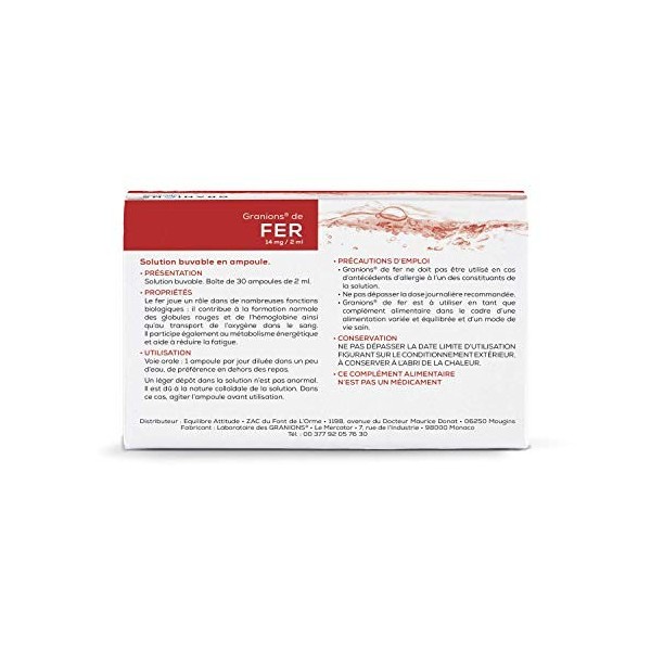 GRANIONS DE FER - 30 ampoules Lot de 2 Fer