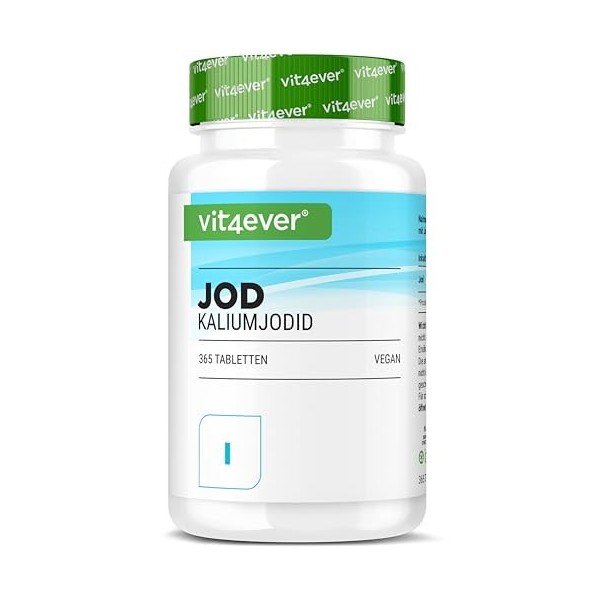 Iode 400µg - 365 comprimés diodure de potassium - Iodure de potassium pour 1 an dapprovisionnement - Sans additif indésirab