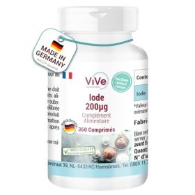 Iode 200μg - 360 comprimés - 200μg diode par comprimé - Hautement dosé - Biodisponible - Qualité allemande - ViVe Supplement