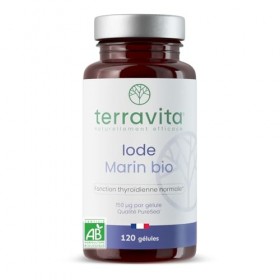 IODE Marin BIO | 150 µg par Gélule | Qualité PureSea® Macro-algue Naturelle | Soutien de la Thyroïde | 120 Gélules Vegan | 4 