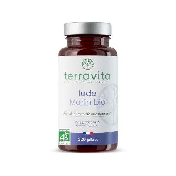 IODE Marin BIO | 150 µg par Gélule | Qualité PureSea® Macro-algue Naturelle | Soutien de la Thyroïde | 120 Gélules Vegan | 4 