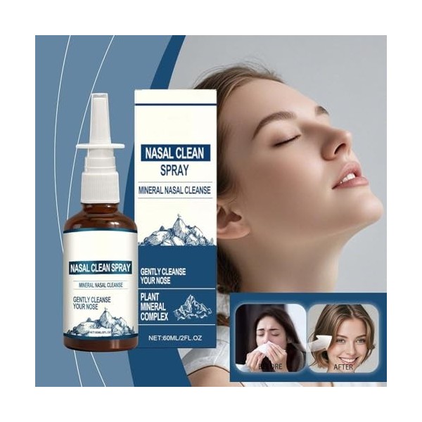 Spray nasal à liode – Brume de nettoyage et de soin nasal quotidien avec iode et acide fulvique, brume fine non médicamenteu ...