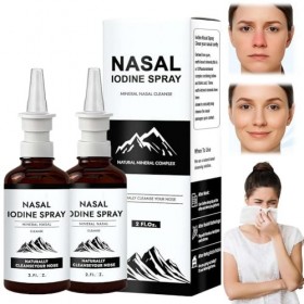 Spray nasal à liode, brume de nettoyage et de soin nasal quotidien avec iode et acide fulvique, brume fine non médicamenteus ...