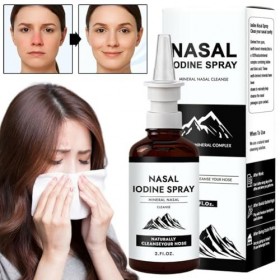 Spray nasal à liode, brume de nettoyage et de soin nasal quotidien avec iode et acide fulvique, brume fine non médicamenteus ...