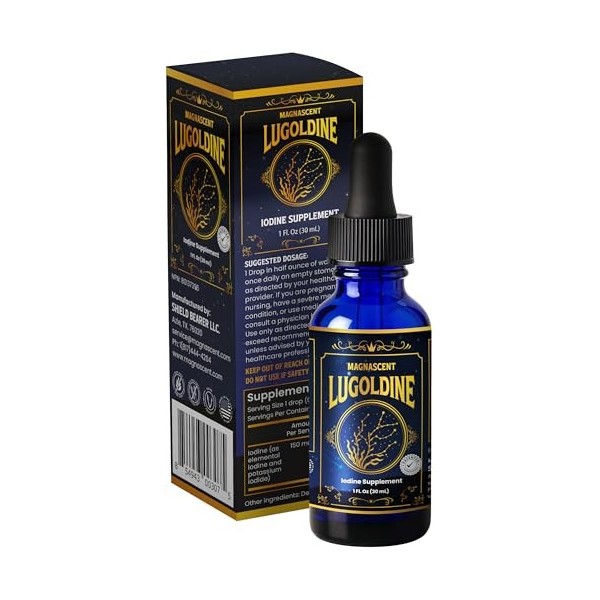 Lugoldine Gouttes d’Iode Activé 30 ml – Procédé Breveté US20090022816A1 , 100% VNR par dose journalière, Sans alcool ni glyc