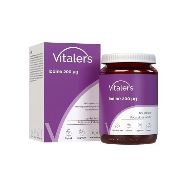 Vitalers Iode 200 µg - 120 Comprimés, Végétalien, 4 mois de Supplémentation, Sans Conservateur, Composition Pure Iode
