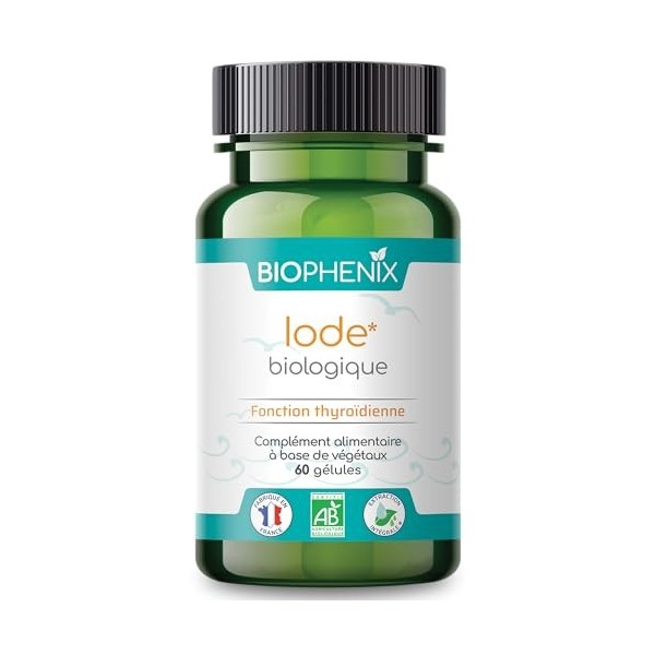 Biophénix Iode Biologique 60 Gélules - Complément Alimentaire BIO 100% Naturel à Base de Végétaux - Fonction Thyroïdienne - 1...