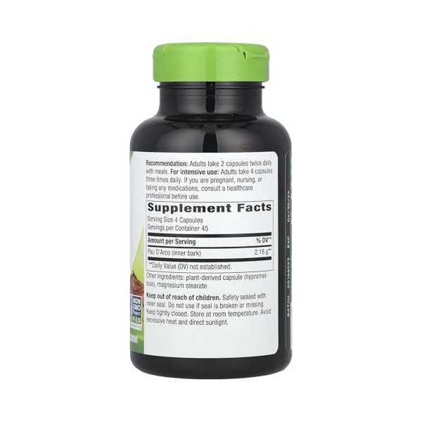 Natures Way, Pau dArco écorce intérieure 545 mg, 180 Capsules
