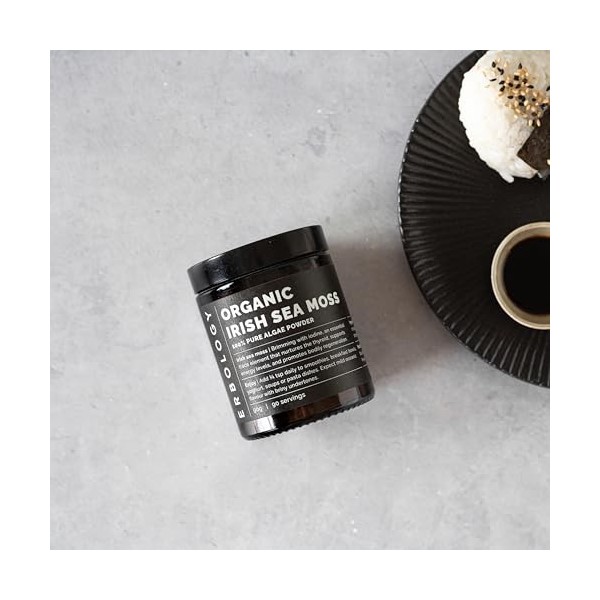 Erbology Poudre de mousse de mer irlandaise bio 90 g – 90 portions – Provenance durable en Irlande – Favorise le métabolisme 