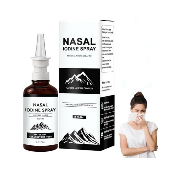 Spray nasal à liode avec acide fulvique pour lhomme, 100 % minéral naturel, nettoyage nasal pour lair sec, voyage et usage Iode