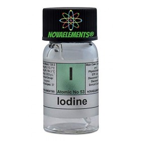 Iode Élément 53 I, Champion Pure 1 Gramme 99,9% en Mini Ecope et Flacon de Verre avec Étiquette