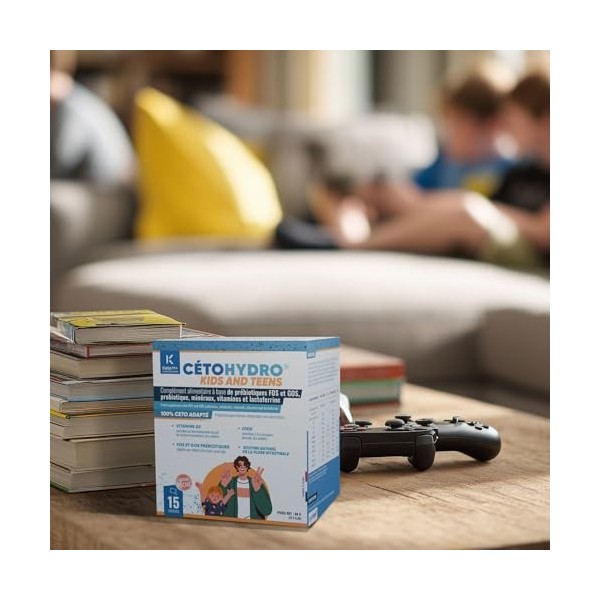 CETOHYDROKIDS Hydratation & Immunité Enfant – Sans Sucre – Électrolytes, Probiotiques & Lactoferrine – Saveur Pêche– 15 Sache...