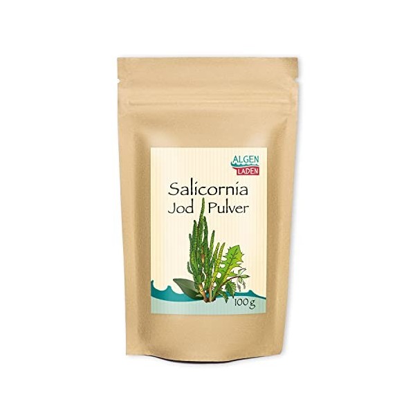 Algenladen Salicornia Poudre diode – 100 g | Teneur en iode finement ajustée | Facile à doser | Végétalien Iode