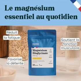 Magnésium Bisglycinate + Vitamine B6, Fatigue, Stress, Sommeil & Récupération, Magnesium Haute Absorption, 240 mg/j, 60 Gélul