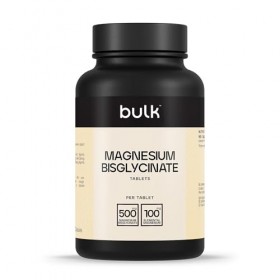 Bulk Comprimés de bisglycinate de magnésium, 500mg, 60 Comprimés, Absorption élevée, Favorise la fonction musculaire, Sommeil
