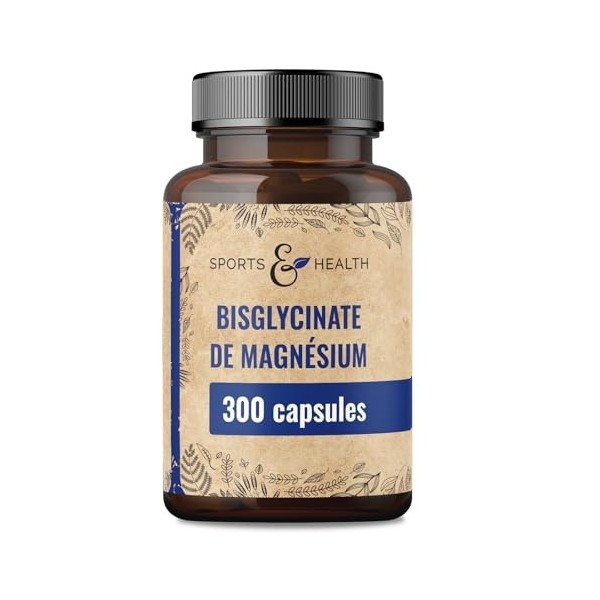 Magnésium Bisglycinate Gélules – 300 Gélules Hautement Dosées – Bisglycinate de Magnésium 400 mg par Portion Quotidienne – Vé