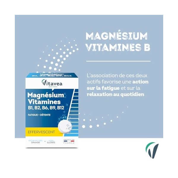 VITAVEA BIEN-ETRE - Magnésium - Vitamines B1. B2. B6. B9. B12 - Réduction de la Fatigue - Détente et Relaxation - 24 Comprimé...
