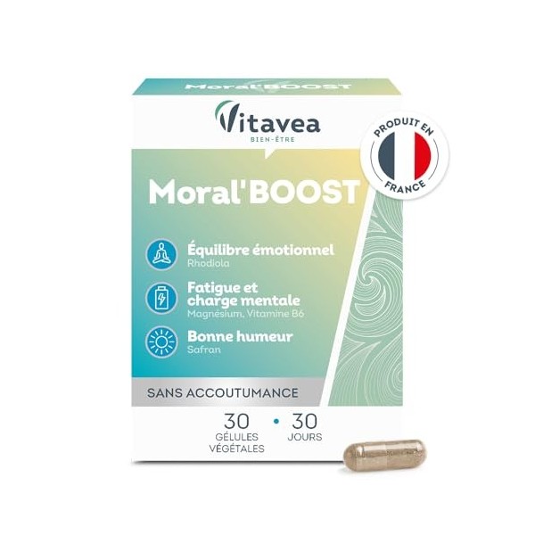VITAVEA BIEN-ETRE - MoralBoost - Complément alimentaire stress, fatigue, charge mentale et bonne humeur - Magnésium, Vitamin