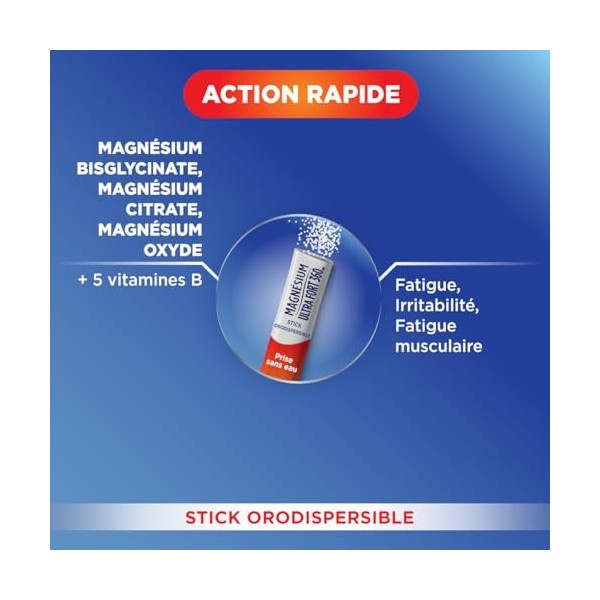Forté Pharma - Magnésium Ultra Fort 360 - Energie booster, Irritabilité, Fatigue musculaire, Action rapide - 3 sources de mag