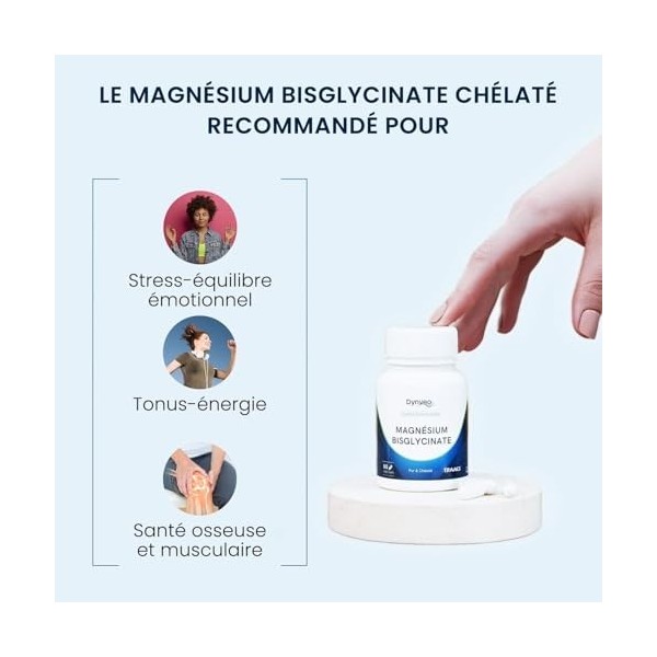 Magnésium Bisglycinate Chélaté 100% Pur - 60 Gélules - Fatigue, Nerveux & Muscles - Label TRAACS® Albion Minerals 100% Pur - ...
