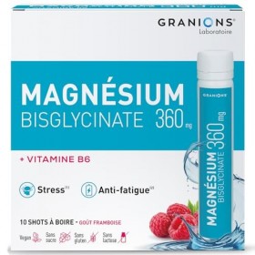 GRANIONS Magnesium Bisglycinate 360 MG - Magnesium Bisglycinate Haute Assimilation + Vitamine B6 - Anti Stress Adulte, Anti F