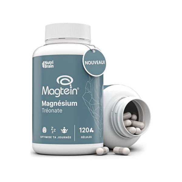 Magnésium L-Thréonate | Haute dose 2000 mg de Magtein® pur | Absorption optimale | 120 Gélules | Mémoire, Concentration, Somm