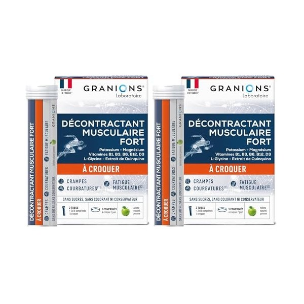 GRANIONS Décontractant Musculaire Fort à croquer | Soulagement rapide des crampes, courbatures, contractures et fatigue muscu...