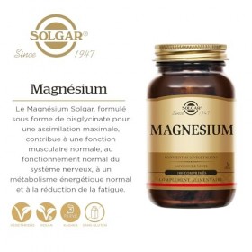 Solgar Magnésium Bisglycinate - Sommeil et Fatigue - Métabolisme énergétique - Vitalité et Energie - Hautement assimilable - 