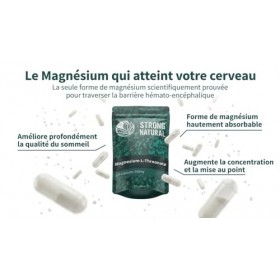 Strong Natural Magnésium L-Thréonate [120 Gélules + Pilulier Premium OFFERT] Hautement dosé avec 500 mg par capsule, dose quo