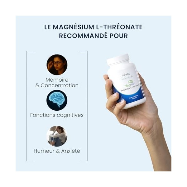 Magnésium L-thréonate Magtein® - Mémoire, Concentration, Fonctions cognitives, Fatigue - Haute Assimilation Cérébrale - Formu