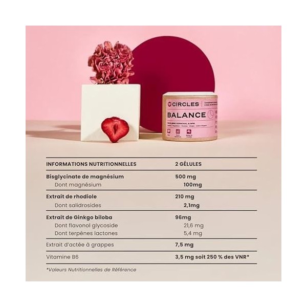 Circles Balance Complément SPM Femme Gattilier – Circles BALANCE | Rhodiole & Magnésium – Dérèglement Hormone œstrogène - Équ...